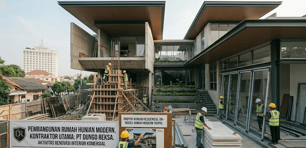 Proyek pembangunan rumah modern oleh PT Dungo